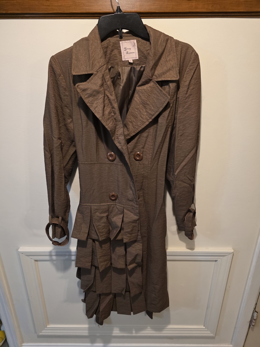 Young Essence Brown Ruffle Trench Coat